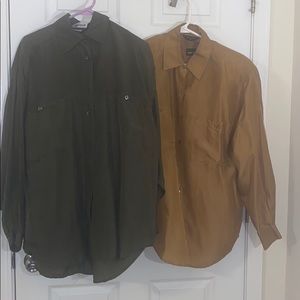 2 earth tone silk blouses. Size M